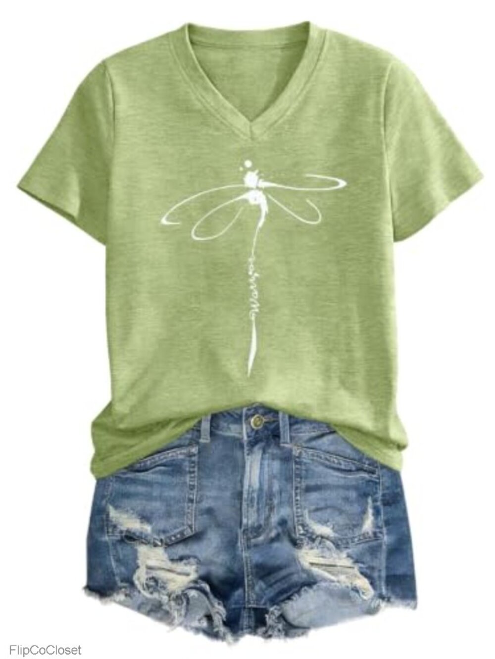 Women's V-Neck Boho Floral Graphic Tee Short Sleeve Summer T-Shirt